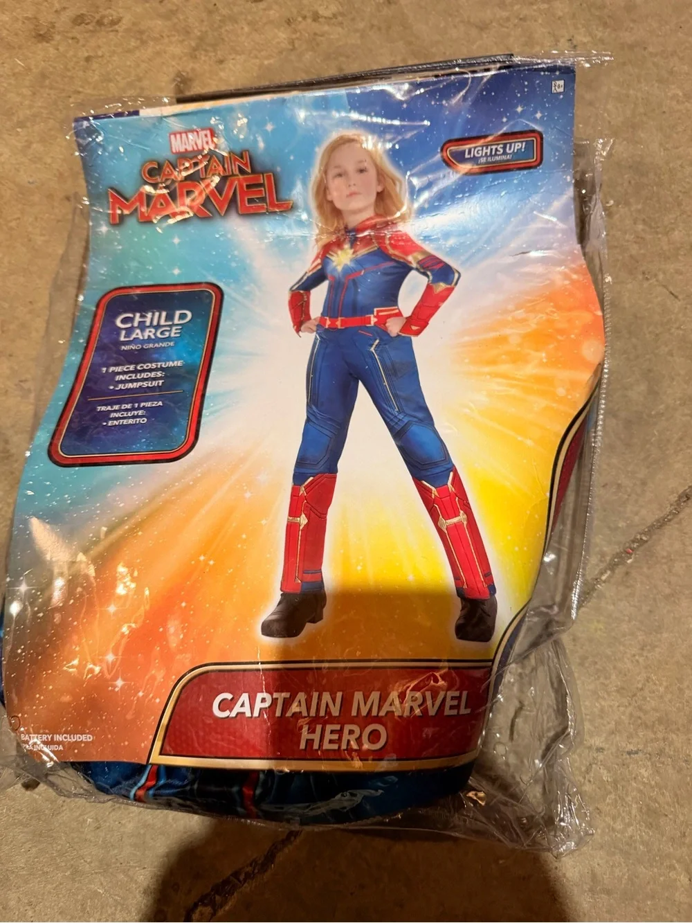 Marvel Captain Marvel Hero Costume Child Large 12-14 Jumpsuit Halloween